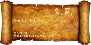 Kerti Pál névjegykártya